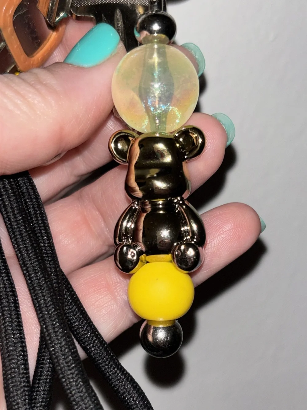 Handmade Pink Polka Dot Bead Keychain Charm